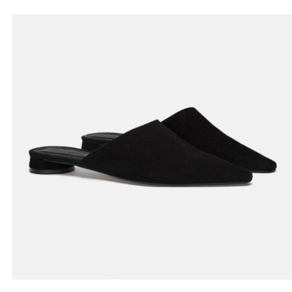 Zara black leather mule NWT - Picture 1 of 5